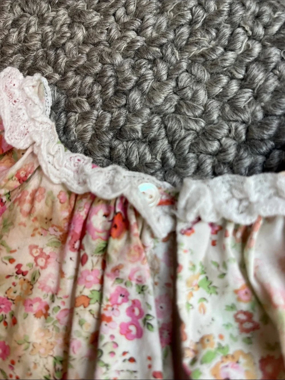 Bonpoint Pink Floral Lace-Trim Dress
